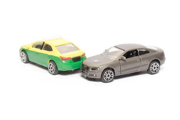 Taxi-Spielzeugauto und Auto-Modell Absturzstelle — Stockfoto