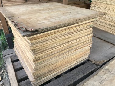 pile of wood plank side view at thailand