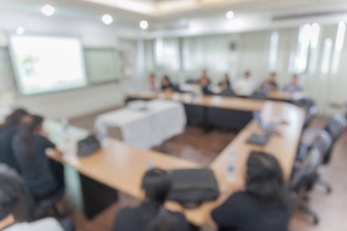 abstract blur people in meeting room at thailand