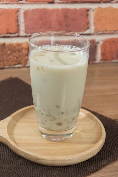 Soy milk with barley jelly and sesame — 스톡 사진