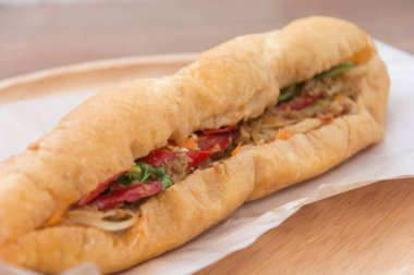 bread vietnamese with vegetable and meat or baguette bread