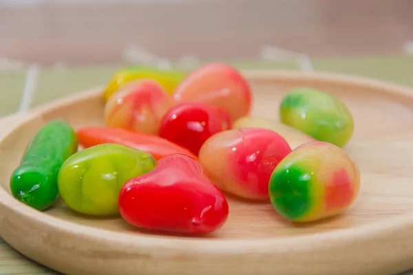 Fruit Shaped Mung Beans in Jelly,deletable imitation fruits or K — Stock Photo, Image