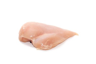 close up of chicken breast isolated on white background