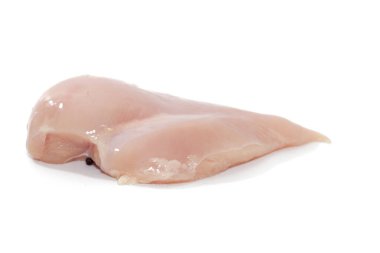 close up of chicken breast isolated on white background