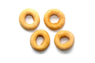Fried Donuts with sugar topping isolated on white