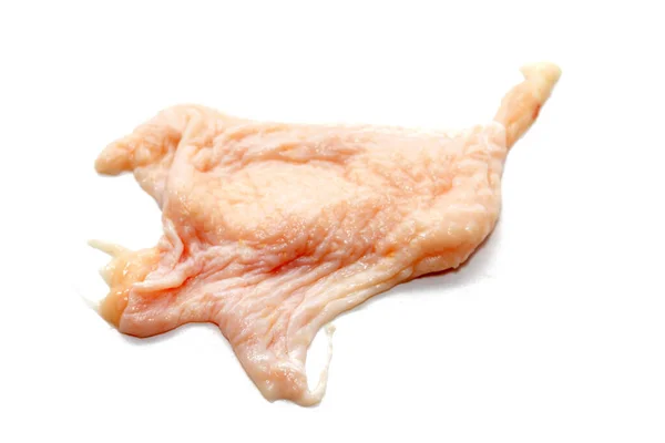 Piel de pollo cruda aislada sobre fondo blanco — Foto de Stock