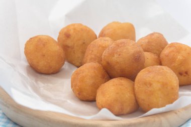 close up of Fried Sweet Potato Balls on plate