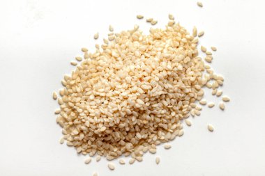 pile of white Sesame on white background