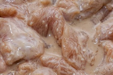 Raw pork slice meat with fermented ready for cook