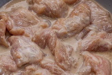 Raw pork slice meat with fermented ready for cook