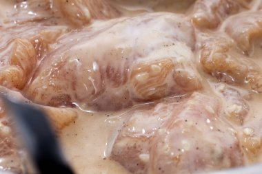 Raw pork slice meat with fermented ready for cook