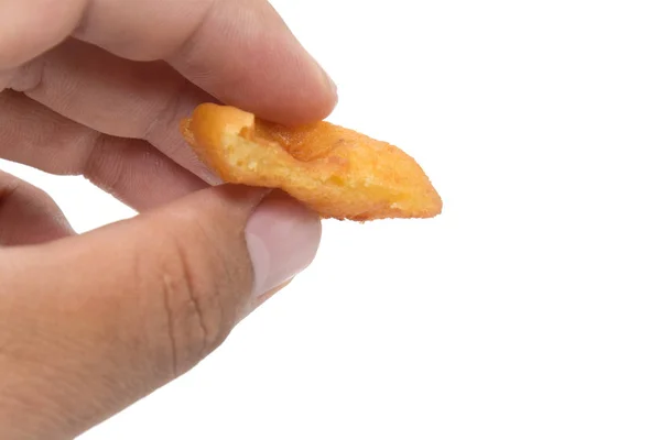 Close up of hand holding Fried Sweet Potato Balls — Stock Photo, Image