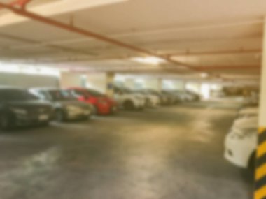 blurry of underground car parking lot at thailand