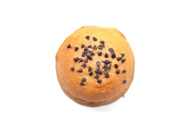 Chocolate Chips Coffee Bun isolated on white background