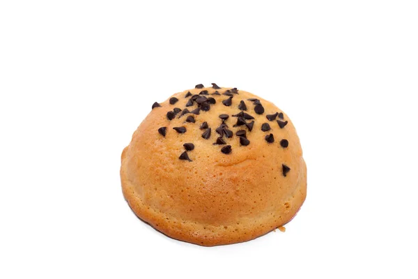 Chocolate Chips Coffee Bun isolado no fundo branco — Fotografia de Stock