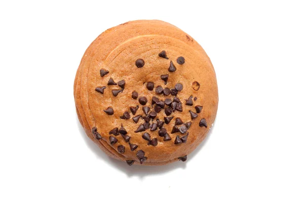 Шоколадні чіпси Кавова булочка ізольовані на білому тлі — стокове фото