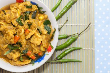 Thai spicy Food,Fried chilly paste with pork on bowl