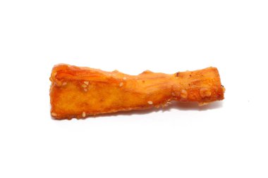 deep fried sliced sweet potato on white background