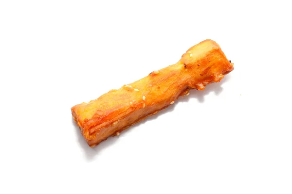 Deep fried sliced sweet potato on white background — 스톡 사진