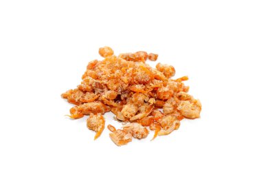 close up of dried shrimp isolated on white background