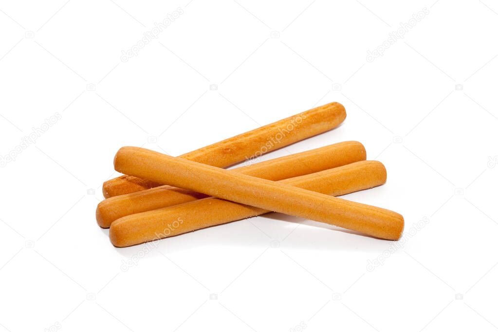 salted bread stick isolated on white background