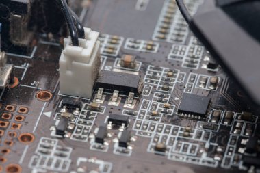 close up of Print Circuit Board of graphic card