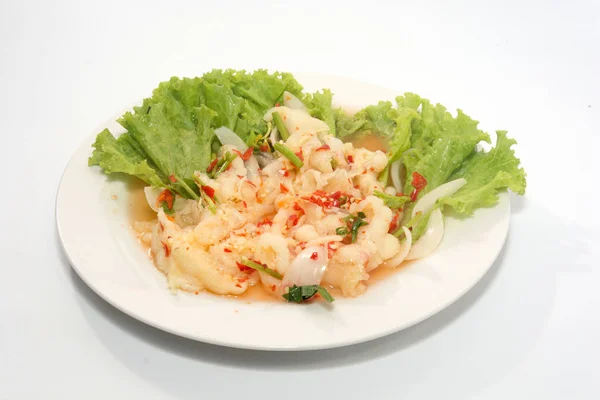 Ensalada de pierna de pollo tailandés y especias en el plato —  Fotos de Stock