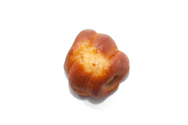 Close up de pão de salsicha de frango no fundo branco — Fotografia de Stock