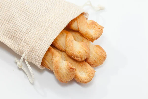 Close up of bread stick on sack — Stock Photo, Image