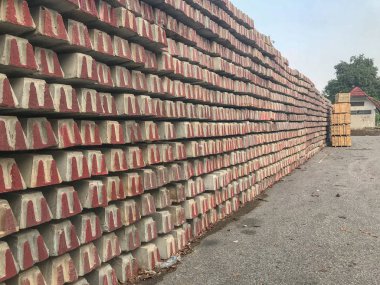 concrete stack sleeper railroad background at thailand