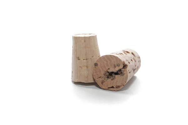 Madera Corcho de vino aislado sobre fondo blanco — Foto de Stock