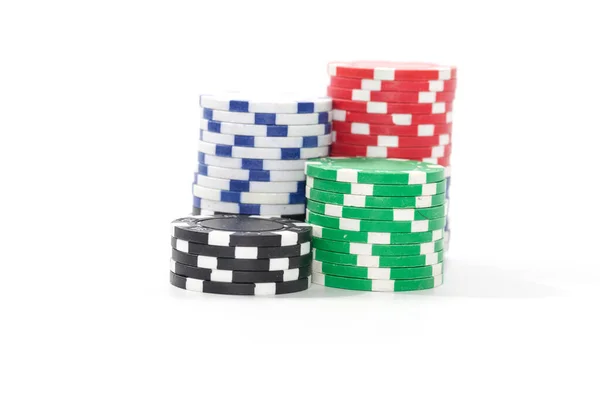 Pile of casino chips on white background — Stock Photo, Image