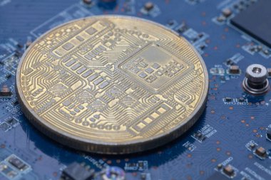 Yazdırılmış devre kartındaki bitcoin 'i kapat