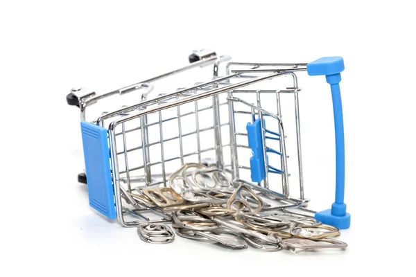 Cap of can on mini supermarket cart — Stock Photo, Image