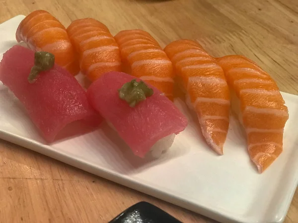 Close up of variety sushi on plate — 스톡 사진