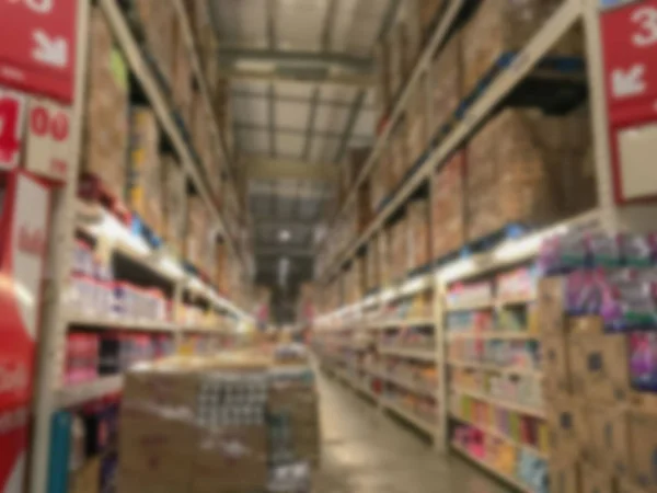 Blurry of box in warehouse or storehouse — Stock Photo, Image