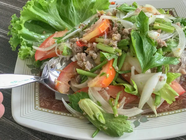 Primer plano de Mung Bean Fideos Ensalada picante — Foto de Stock