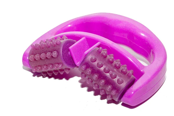 Close up de plástico spike massagem brinquedo no fundo branco — Fotografia de Stock