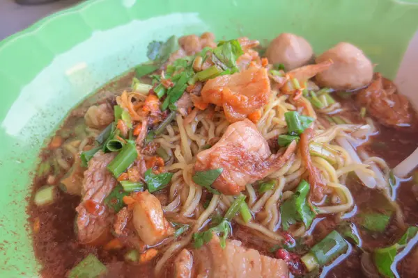 Stewed pork soup with morning glory and bean sprout — Stock Photo, Image