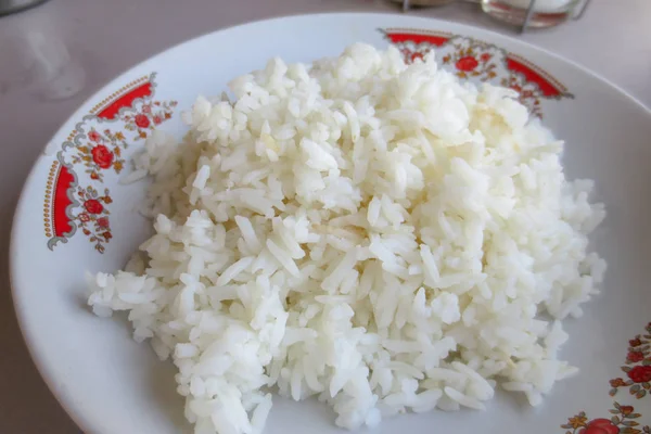 Arroz branco na placa na Tailândia — Fotografia de Stock