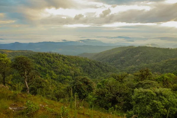 Cloud and Fog in the morning at Doi Mon Jong, a popular mountain near Chiang Mai, Thailand — Stock Photo, Image