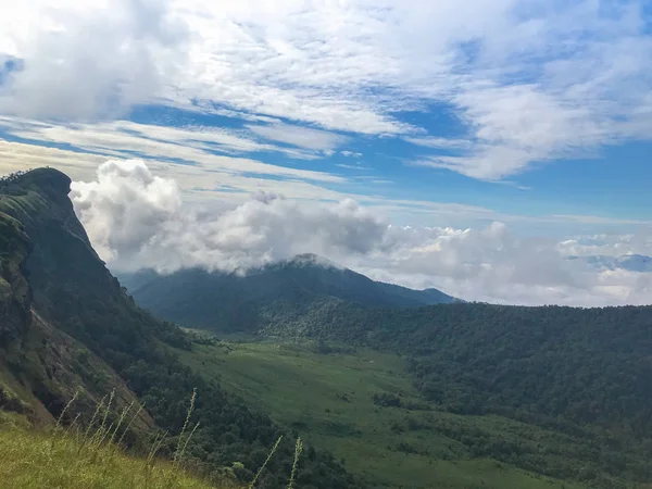 タイ・チェンマイのモンジョン山の頂上にある美しい景色と緑の草 — ストック写真