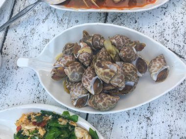 Kaynamış kabuğu beyaz tabakta kapat