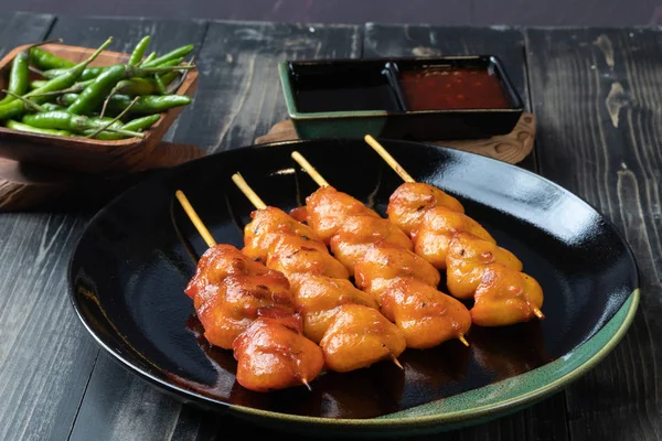 Grilled chicken butt skewer at Thailand — Stock Photo, Image