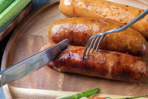 Grilled Thai East sausage, Street food in Thailand — Stock Photo, Image