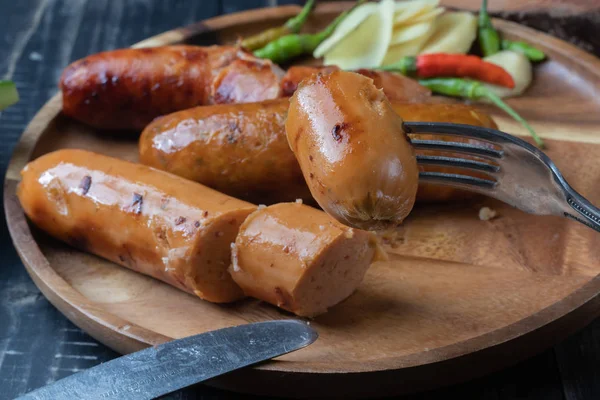 Grilled Thai East sausage, Street food in Thailand — Stock Photo, Image