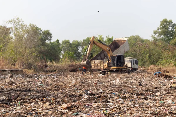 pile of garbage in construction site after destroy building
