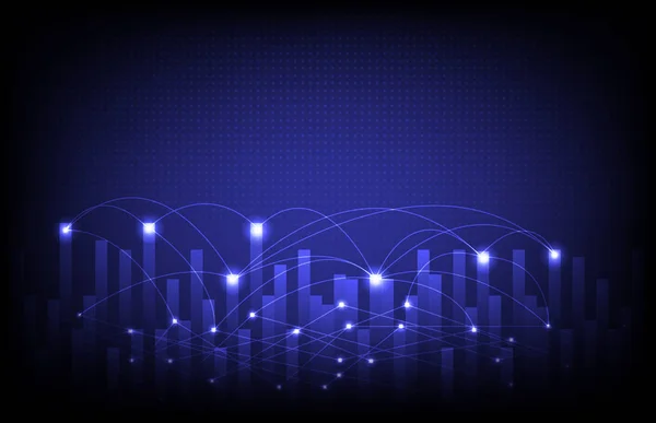Fondo futurista azul abstracto de punto brillante conexión a Internet — Vector de stock