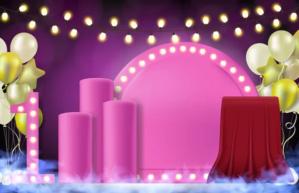 Abstracte achtergrond van romantische roze verjaardag party concept — Stockvector