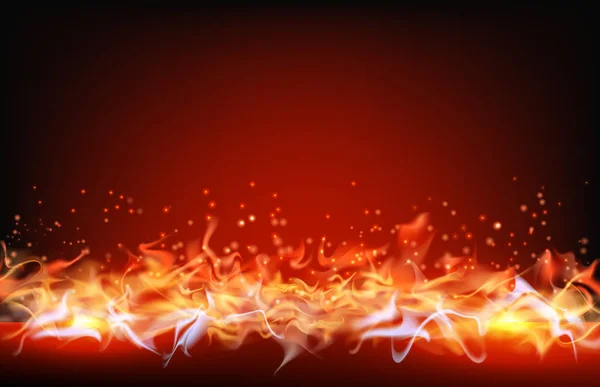 Fundo abstrato da chama de fogo no fundo vermelho — Vetor de Stock